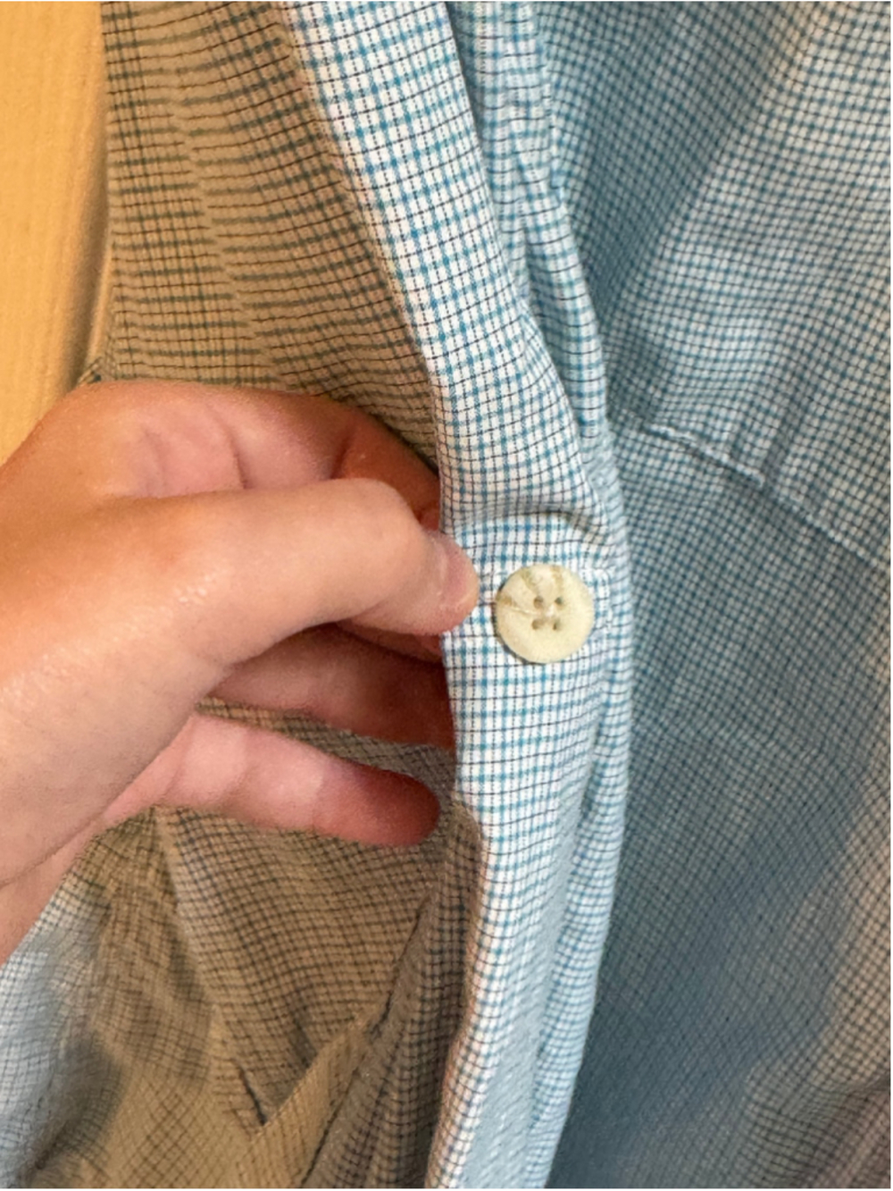 Women's ExOfficio Blue and White Plaid Long Sleeve Button Down Shirt, Size L - Picture 9 of 16